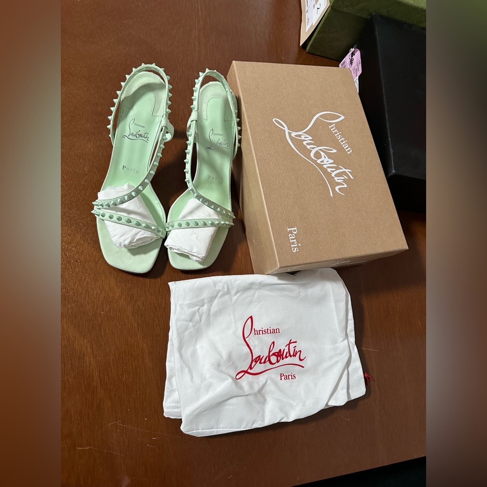 Brand New Louboutin lime green Rosa heel sandals